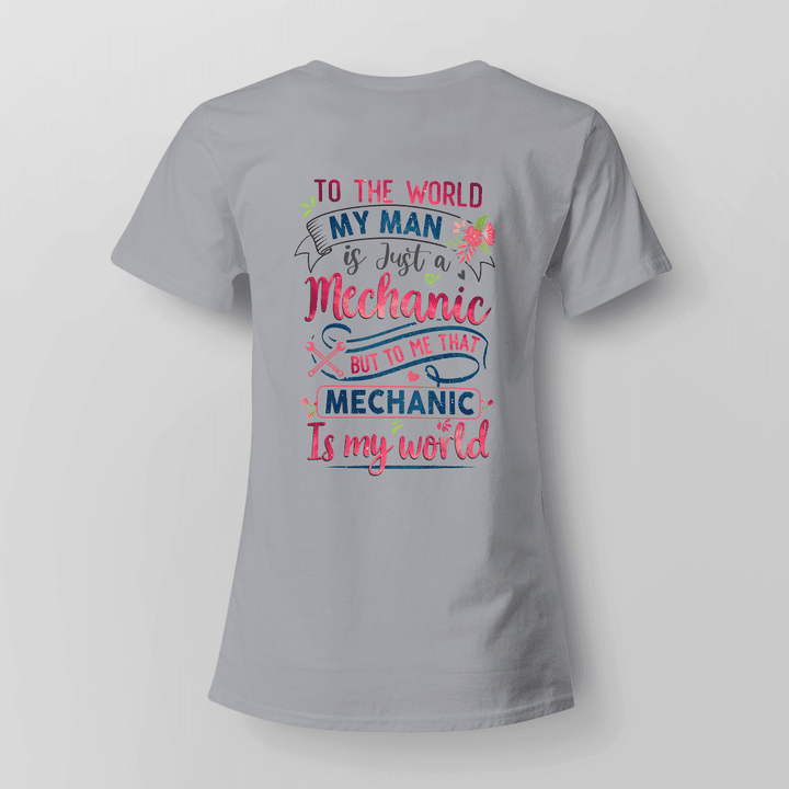 Gray Mechanic-Themed T-shirt: A heartfelt tribute to mechanics, soft cotton fabric, perfect for showing appreciation and love.