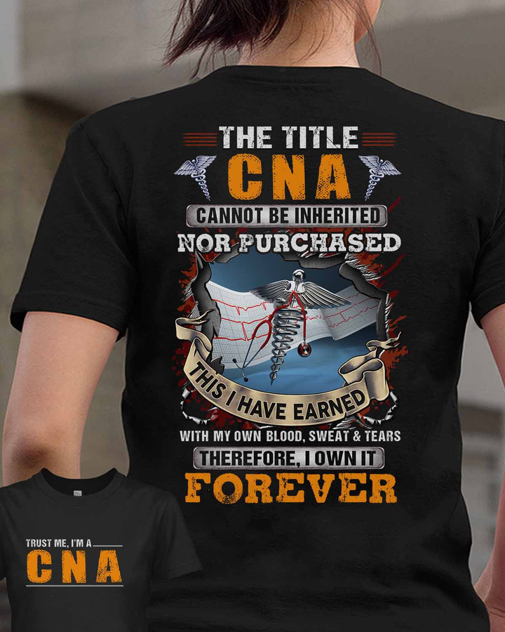 Black CNA Pride T-Shirt with Caduceus Symbol and Inspirational Quote