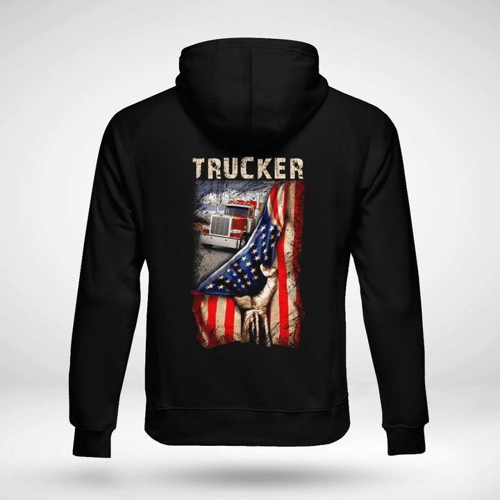 US Flag Trucker -Trucker - Black - Hoodie