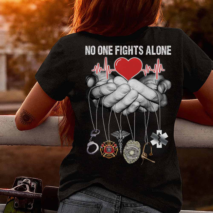 No One fight alone - Nurse - Black - T-shirt