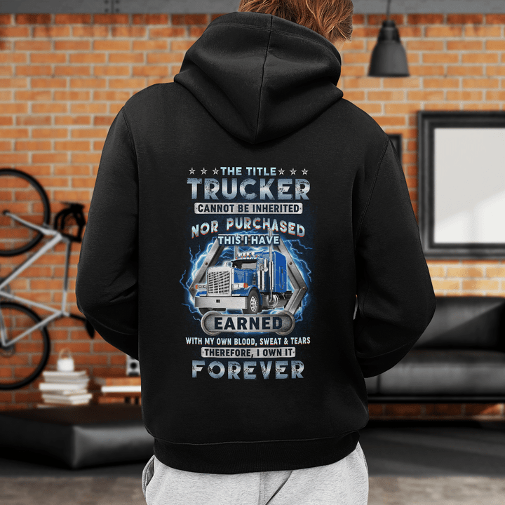 Black Designer Trucker Hoodie with Powerful Quote in White