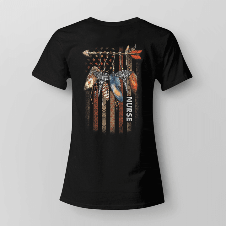 US Flag Nurse - Black -T-shirt