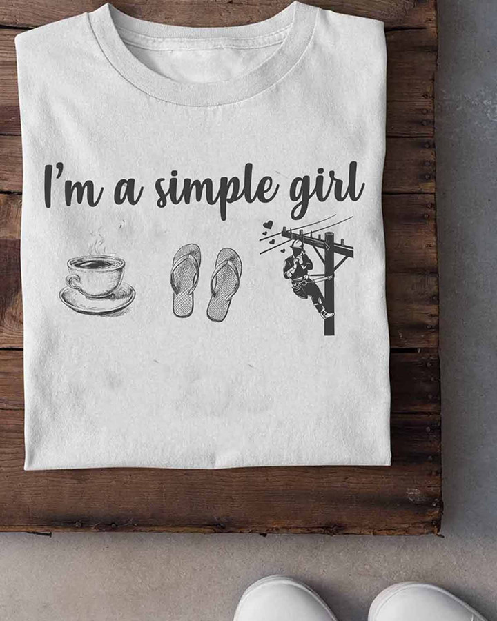 Lineman "I'm a Simple Girl" T-Shirt - Classic and Versatile for Blue-Collar Workers