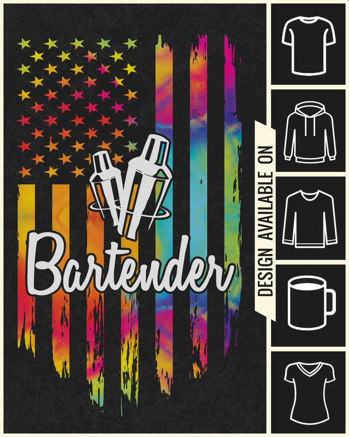 Black Bartender T-Shirt with Bold Quote Design