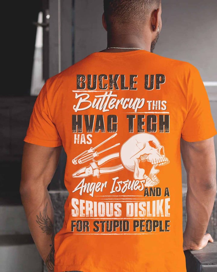 Orange HVAC Tech T-Shirt with Funny Quote