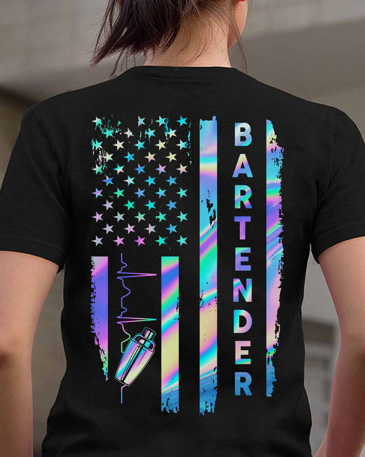 Black Bartender T-Shirt - Bold "Bartender" Graphic on Cotton Shirt