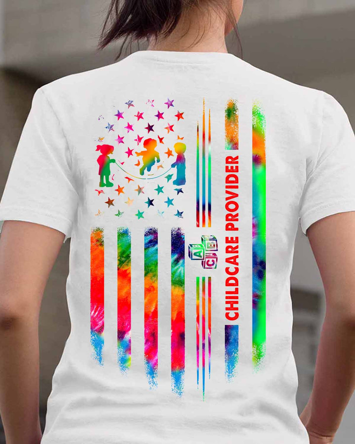 Childcare Provider White Tie-Dye T-Shirt - Vibrant Colors and Unique Design