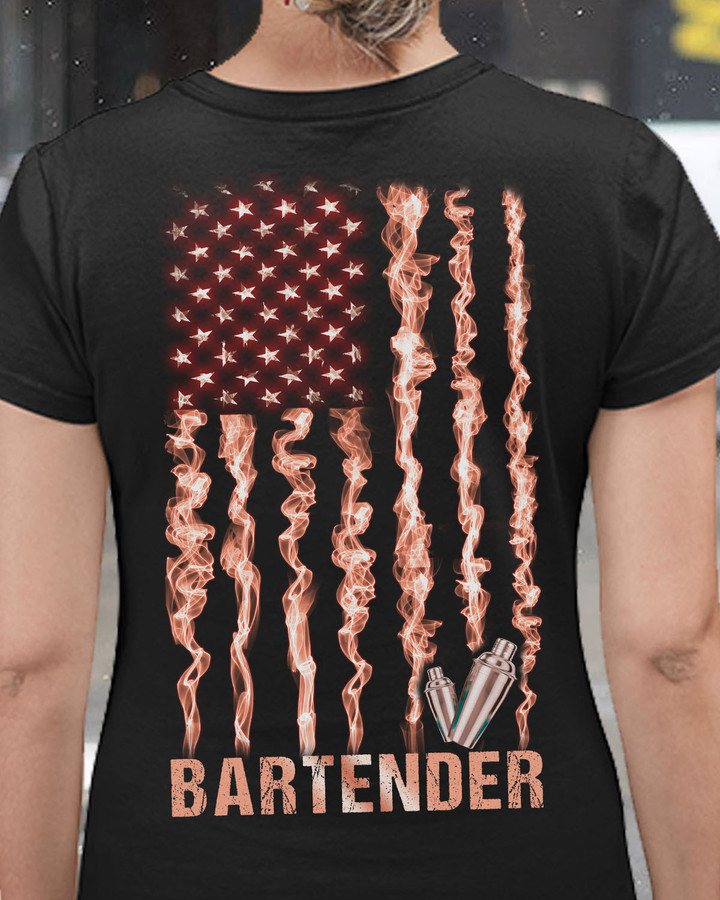 Bartender T-Shirt - Black cotton shirt with white 'BARTENDER' font