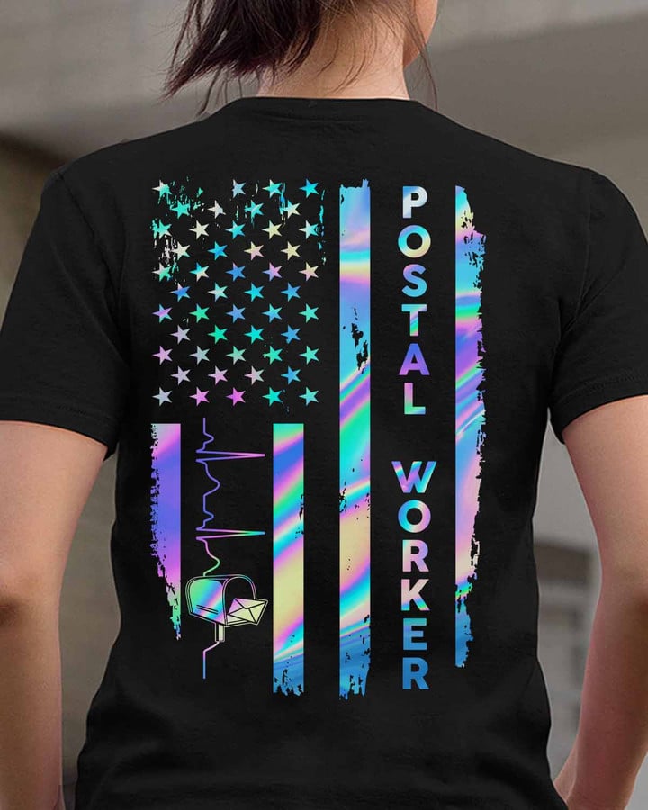 Black Postal Worker T-Shirt with White Letters