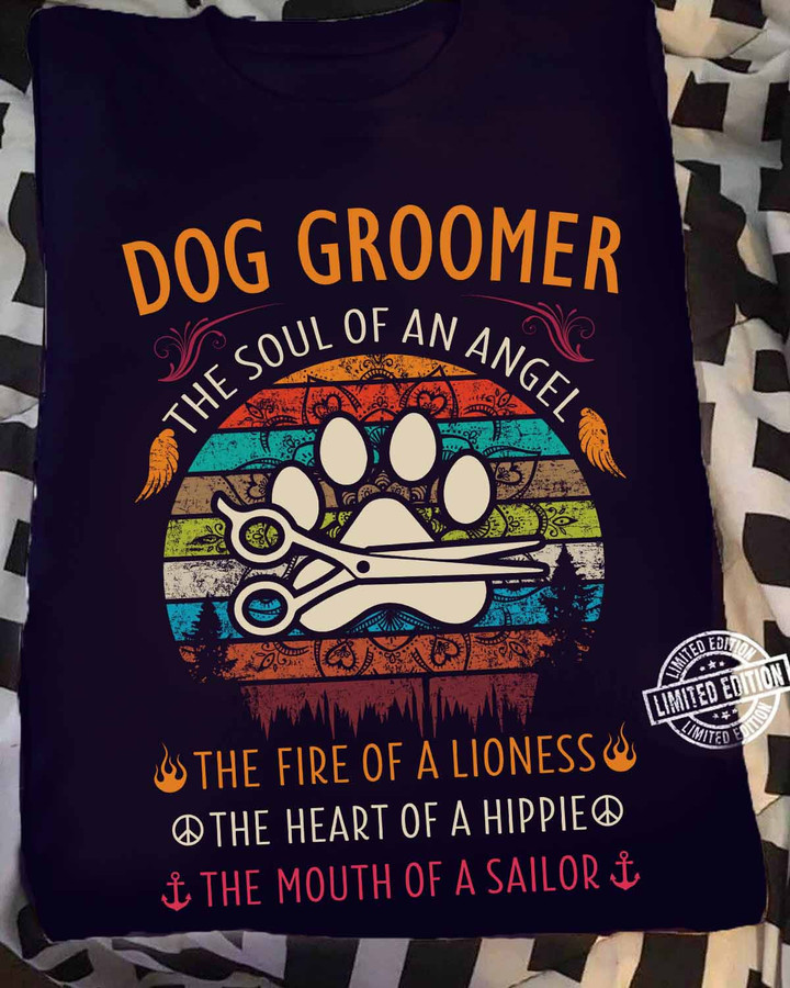 "Black Dog Groomer T-Shirt with Quote
