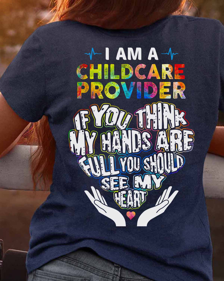 "Childcare provider blue t-shirt with quote