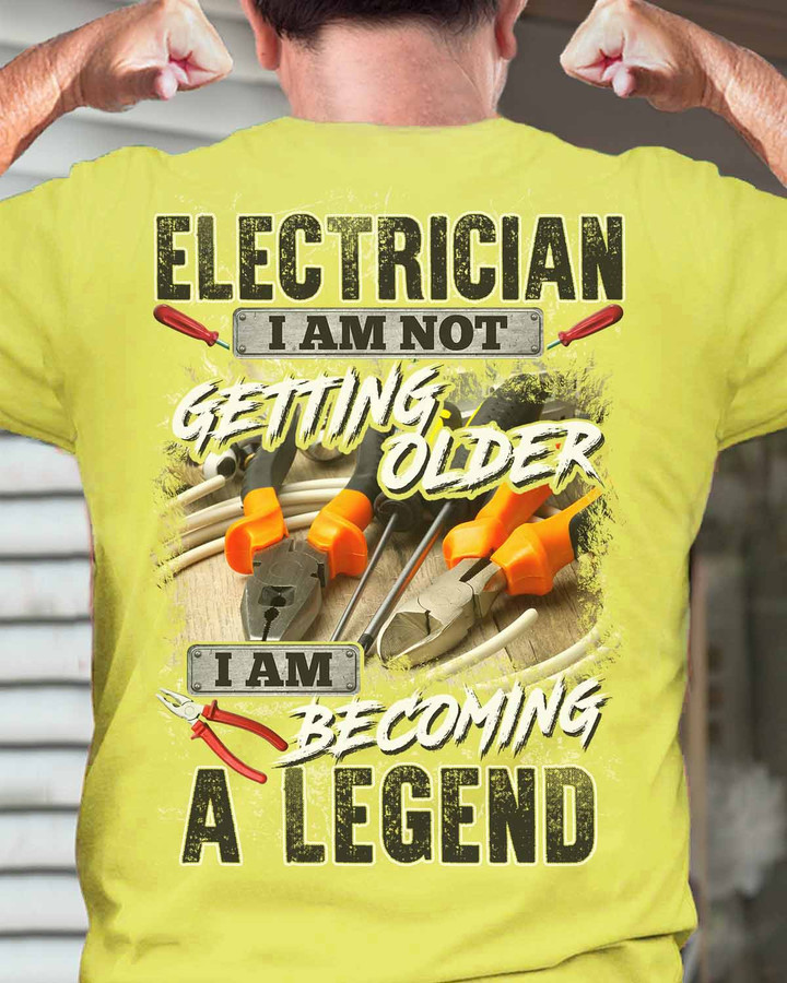 "Yellow Electrician Legend T-Shirt with Quote