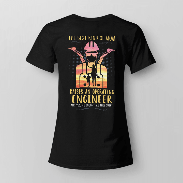 Black Cotton T-Shirt for Operating Engineer Moms - The Best Kind of Mom Raises an Operating Engineer