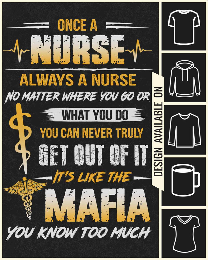 Black cotton nurse t-shirt with white text - Once a Nurse, Always a Nurse - Celebrate the nursing profession
