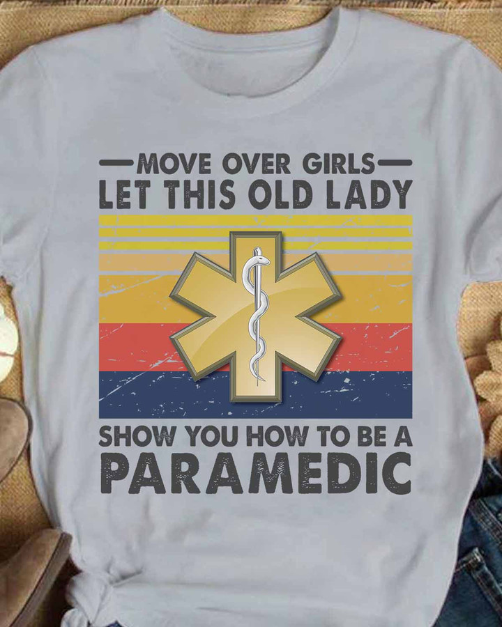 White paramedic t-shirt with black quote and star design, empowering those in the paramedic profession.