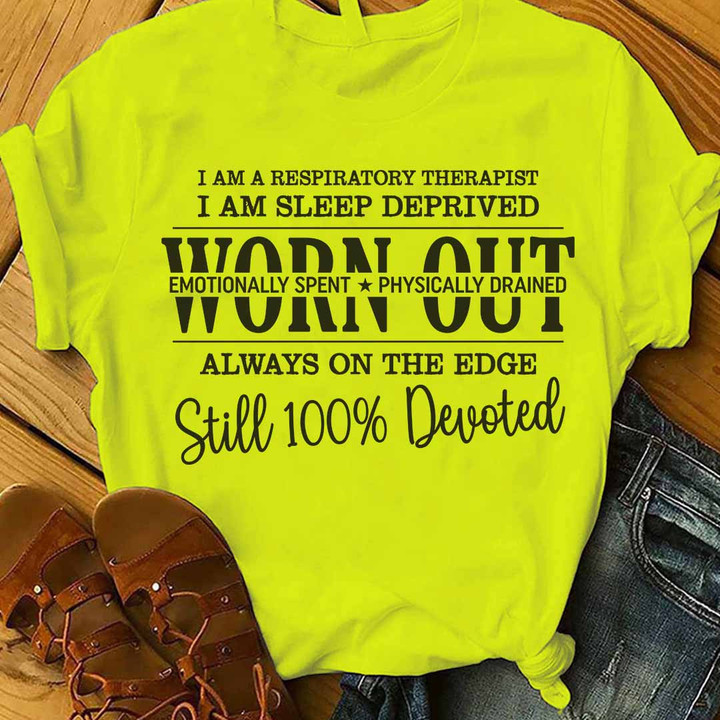 Yellow t-shirt for respiratory therapists with inspiring quote