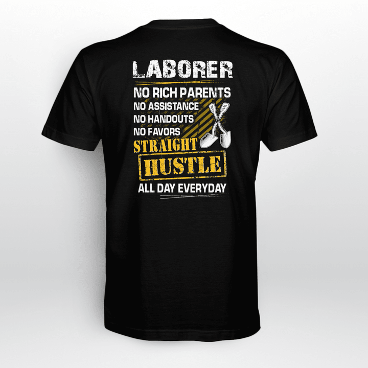 Laborer T-Shirt with Shovel Graphic and Inspiring Quote