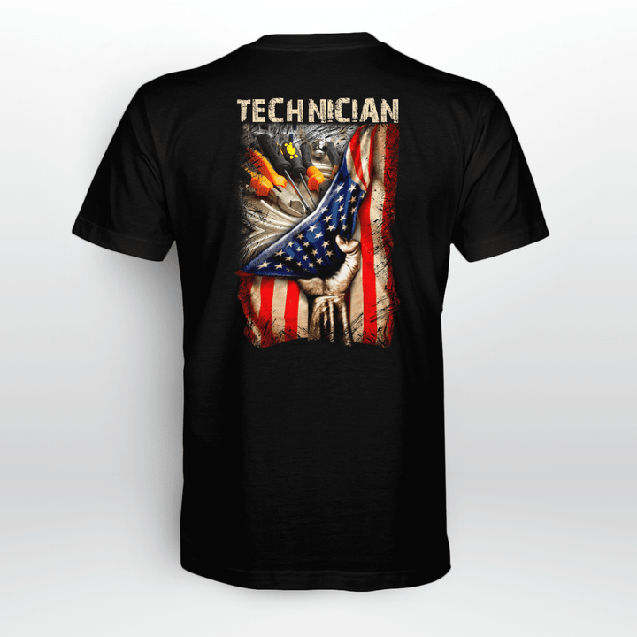 Technician T-Shirt - Hand Holding American Flag Graphic