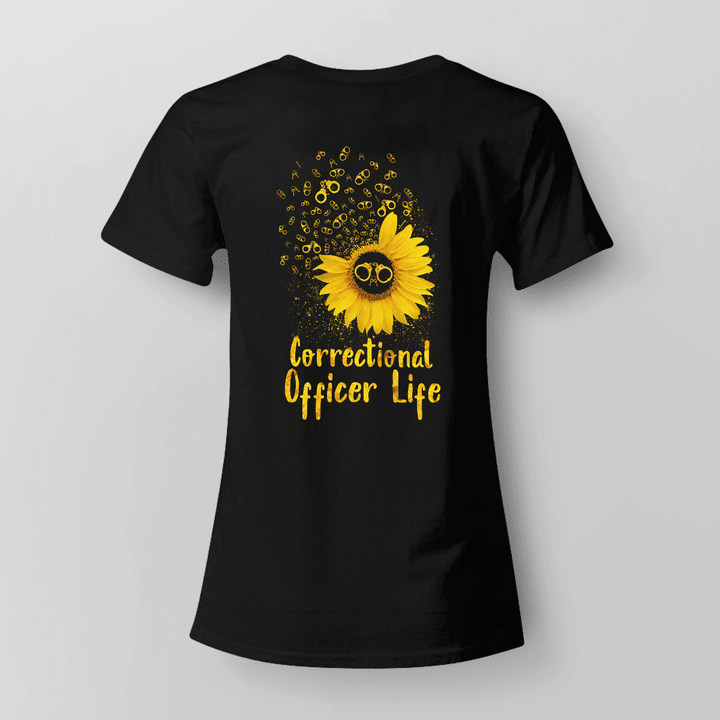 Correctional Officer Life T-Shirt with Sunflower Graphic