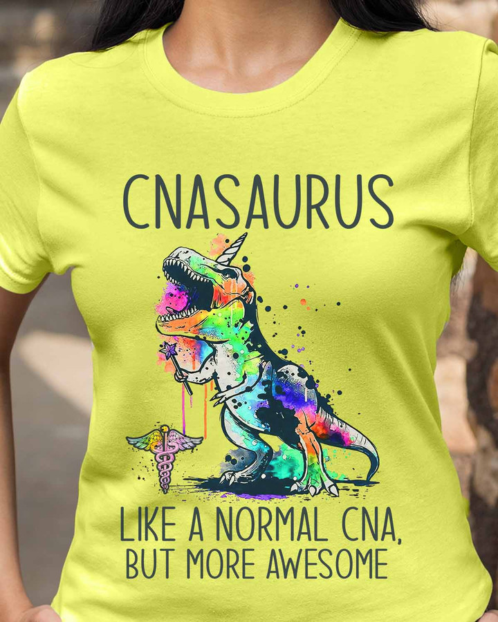 "Yellow CNASAURUS CNA T-Shirt with quote