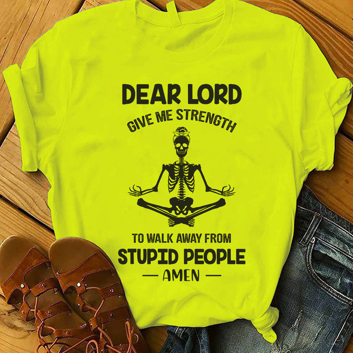 Neon Yellow Skeleton T-Shirt for Ladies - Humorous quote and striking graphic