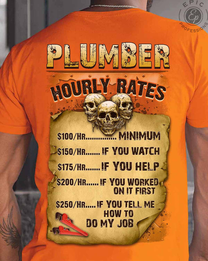 Plumber T-Shirt with dynamic graphic and empowering quote on a blue background.