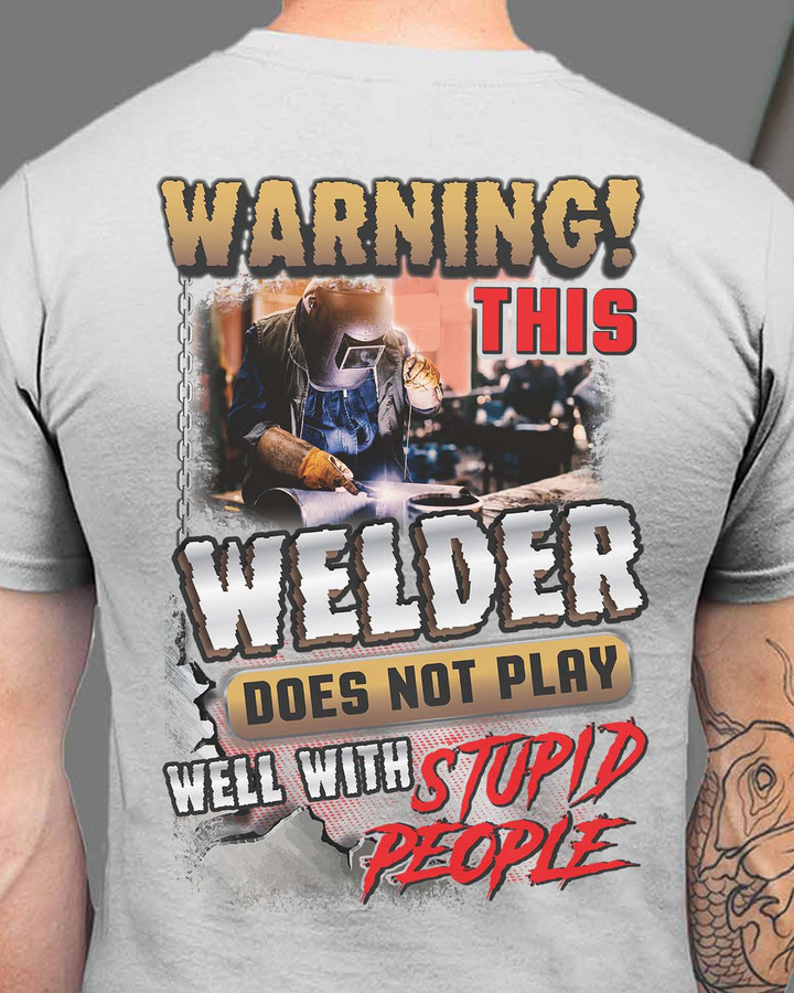 "White cotton t-shirt for welders with quote