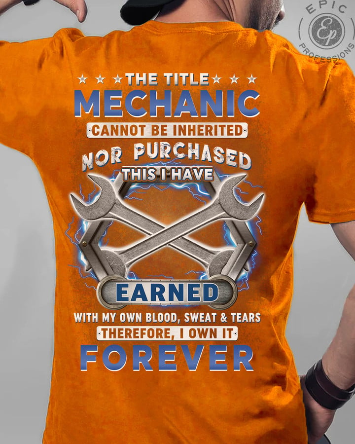 "Orange mechanic T-shirt with quote