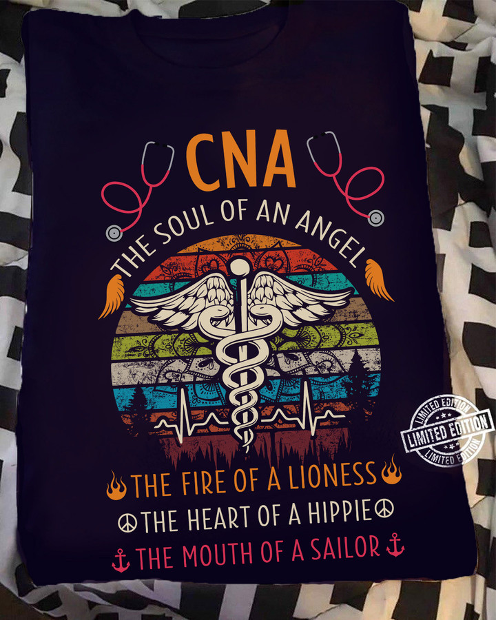 Limited Edition CNA T-Shirt - Black cotton tee with medical symbol and quote
