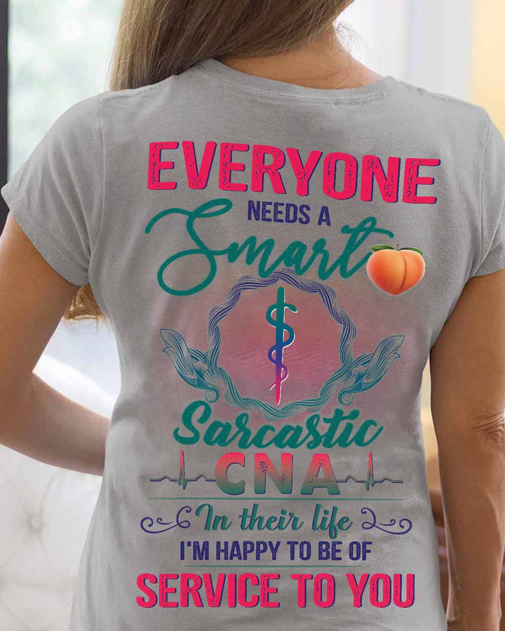 Smart Sarcastic CNA T-Shirt - Black cotton tee with white text; perfect for certified nursing assistants and blue-collar workers.