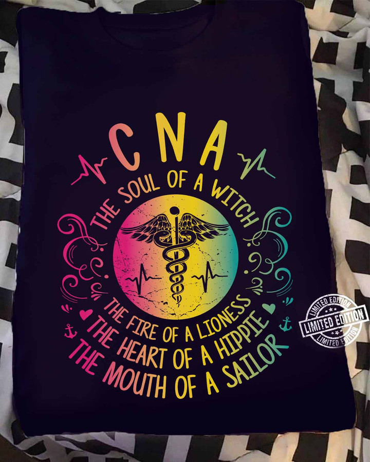 Black CNA T-shirt with Medical Caduceus Symbol and Empowering Quote