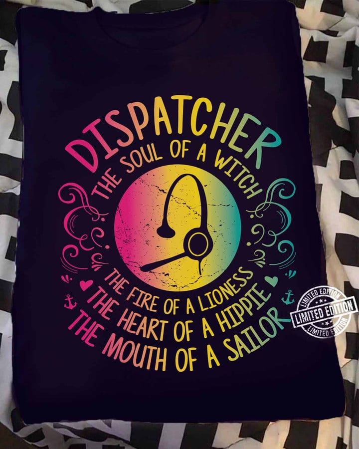 Dispatcher Witch T-Shirt - Black cotton tee with empowering quote for blue-collar workers.