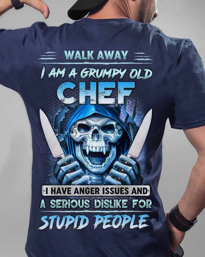I am a Grumpy old Chef -Navy Blue - T-shirt - #250822angis8bchefz6
