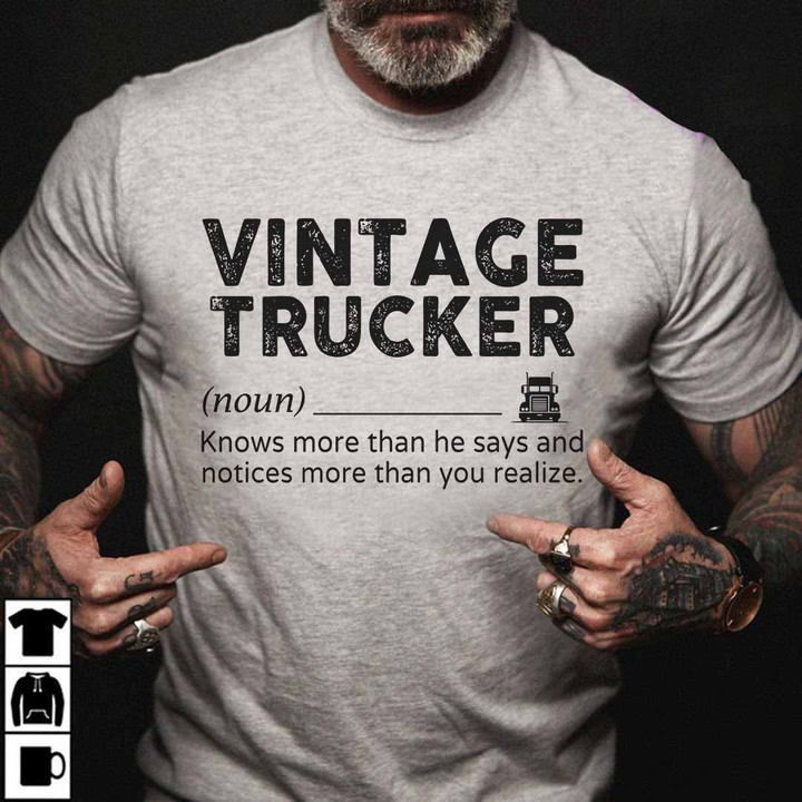 Vintage Trucker- Ash Grey - T-shirt - #260822vinta4ftrucz6