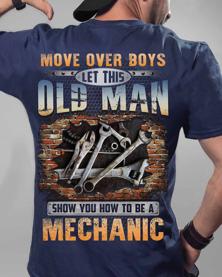 Let This Old man show you how to be a Mechanic -Navy Blue - T-shirt - #270822ovboy1bmechz6