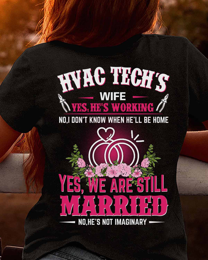 Awesome HVAC Tech's Wife- Black -T-shirt - #300822marri13bhvacz6
