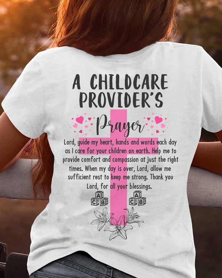 Awesome Childcare Provider's Prayer - White-T-shirt - #300822jtpray1bchprap