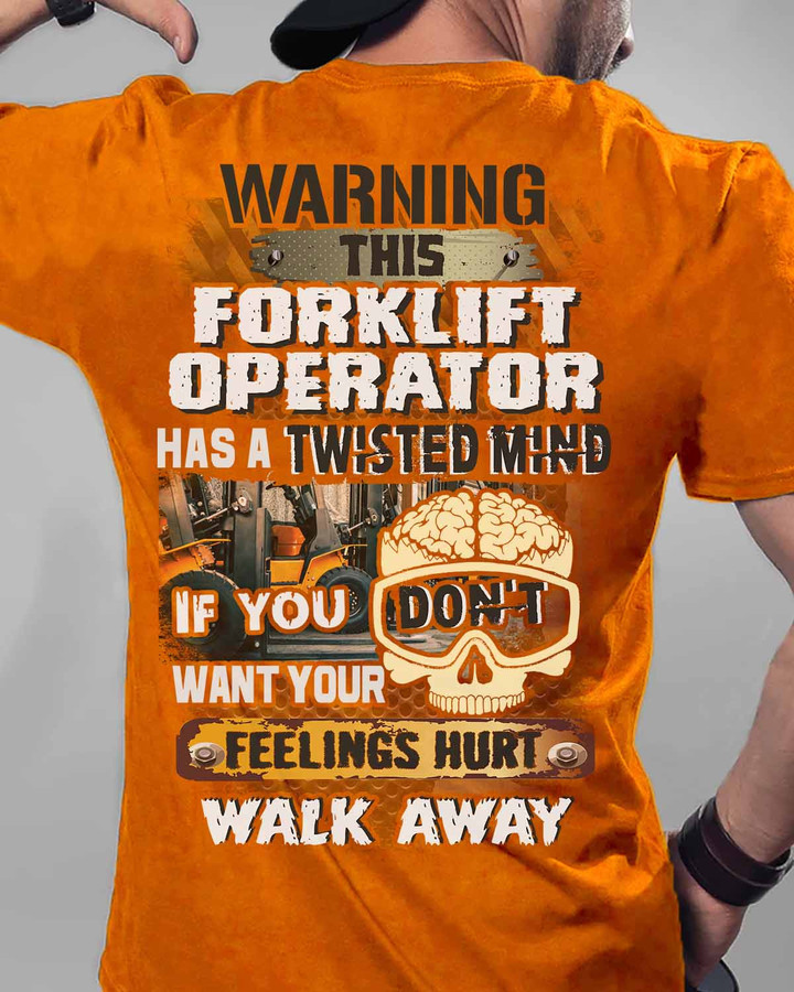 Forklift operator t-shirt with menacing graphic and warning quote