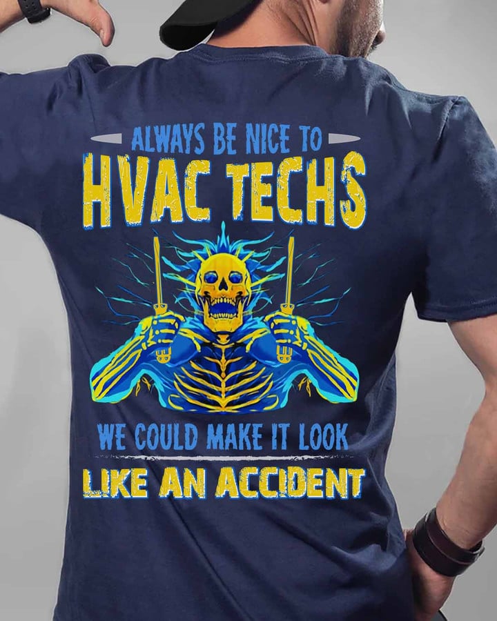Always be Nice to HVAC Tech -Navy Blue - T-shirt - #010922loklik1bhvacz6