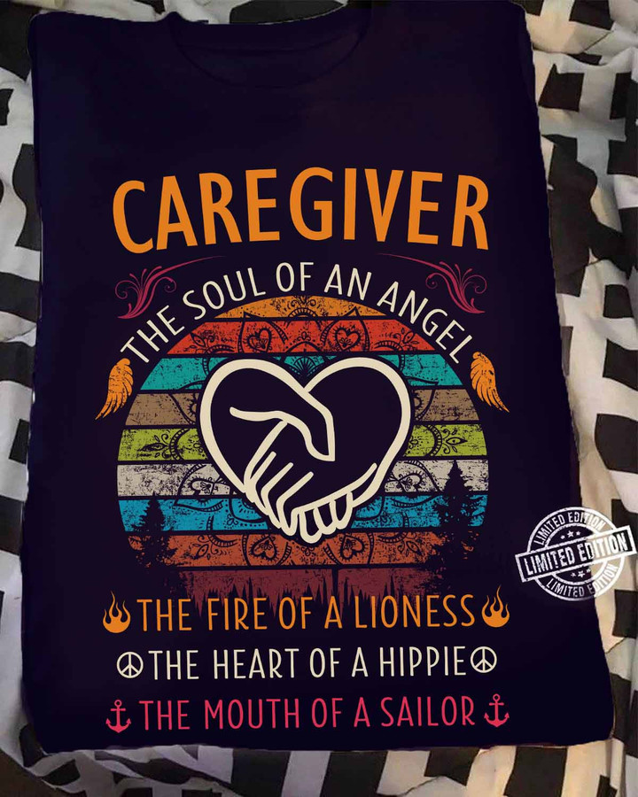 Caregiver The Soul of an Angel - Navy Blue - T-shirt - #030922theso3frcareap