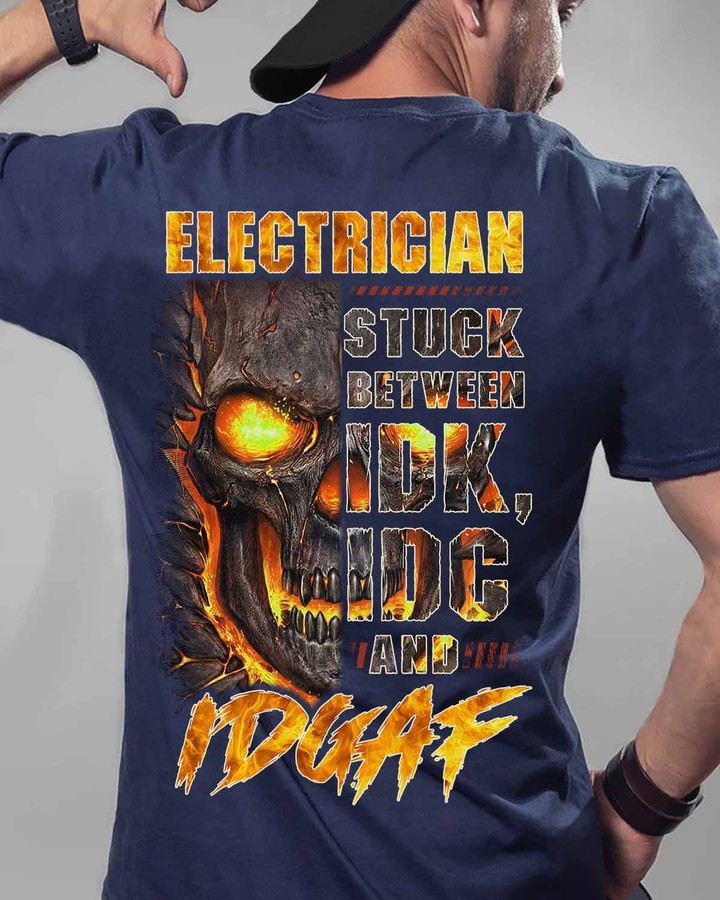 Sarcastic Electrician -Navy Blue - T-shirt - #030922stuck3belecz6