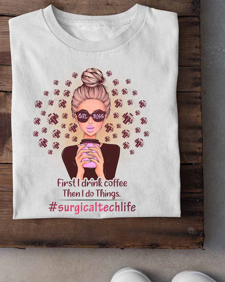 White t-shirt for childcare providers with a 'Girl Boss' graphic, perfect for showcasing your confidence and sense of humor.