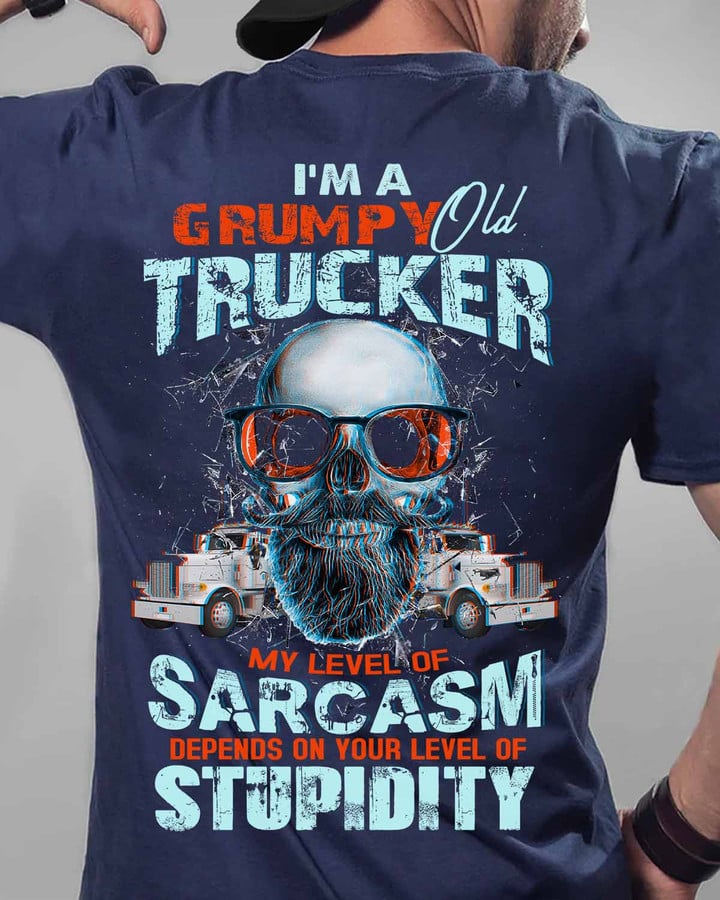 I am a Grumpy old Trucker-Navy Blue-Trucker- T-shirt -#070922DEPON1BTRUCZ6