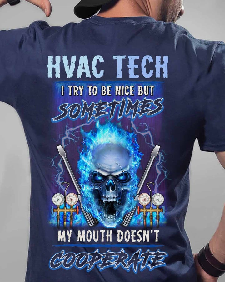 HVAC Tech I Try to be Nice-Navy Blue-HVACTECH- T-shirt - #070922COPER7BHVACZ6