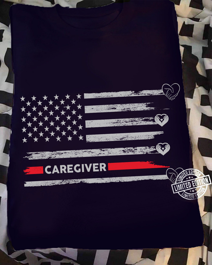 Proud Caregiver- Navy Blue -Caregiver- T-shirt - #070922USFLA69FCAREAP