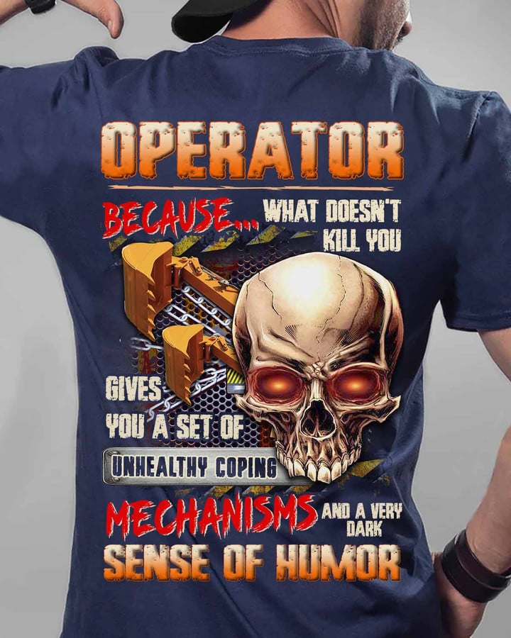 Operator Because What doesn't kill you-Navy Blue-Operator- T-shirt -#080922UNHEAL7BOPERZ6