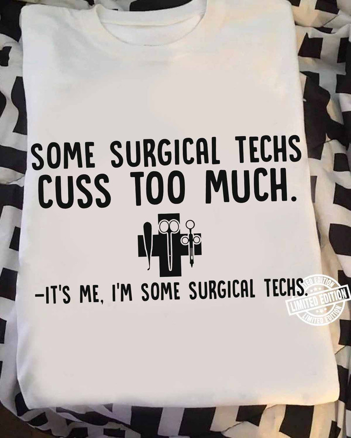 Surgical Tech T-Shirt with Scissors and Cross Design