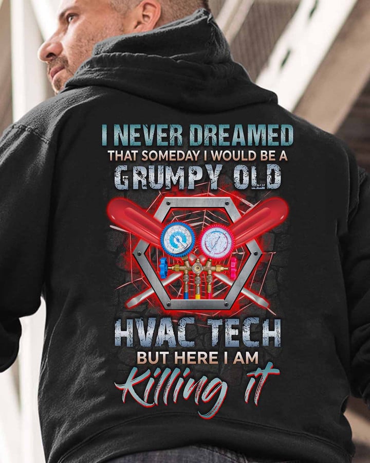 I would be a grumpy old HVAC Tech- Black-hvactech-Hoodie -#090922HERIAM1BHVACZ6