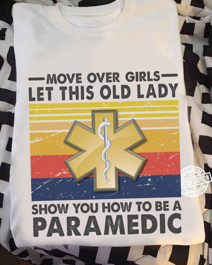 White Paramedic T-Shirt with Red Star and Witty Quote - Perfect for expressing pride in the paramedic profession.