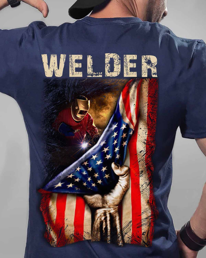 Proud Welder- Navy Blue -Welder- T-shirt -#100922USFLA41BWELDZ6
